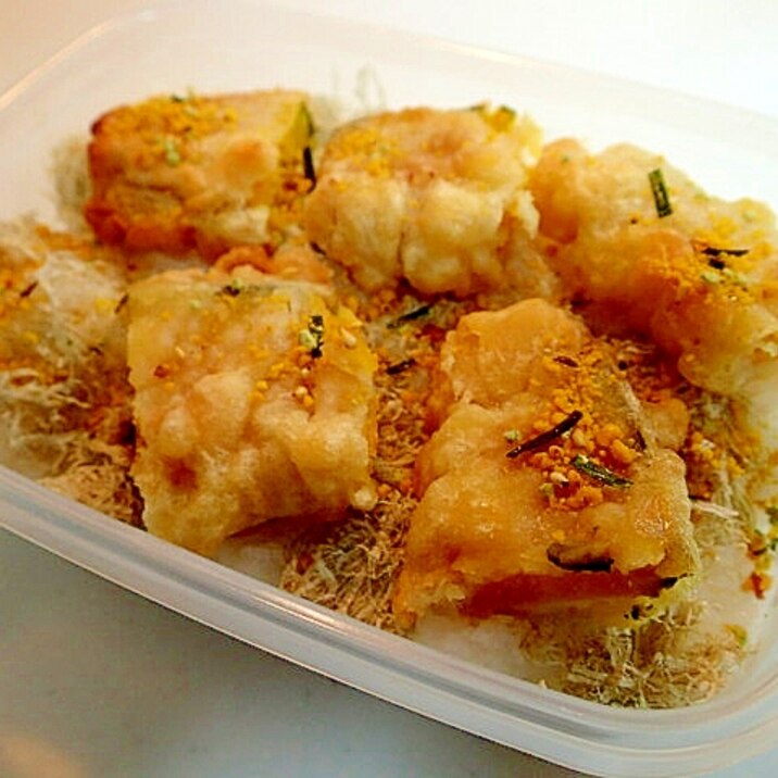 お弁当 とろろ昆布と南瓜天ののりたま醤油ご飯